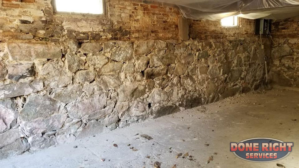 Stone foundation and basement inspection by Done Right Services