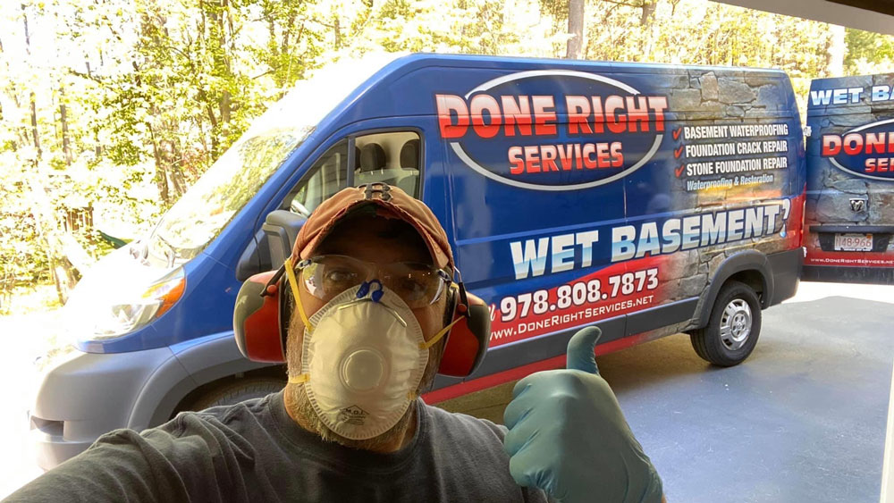 Done Right Services Van and Owner Giving Thumbs Up